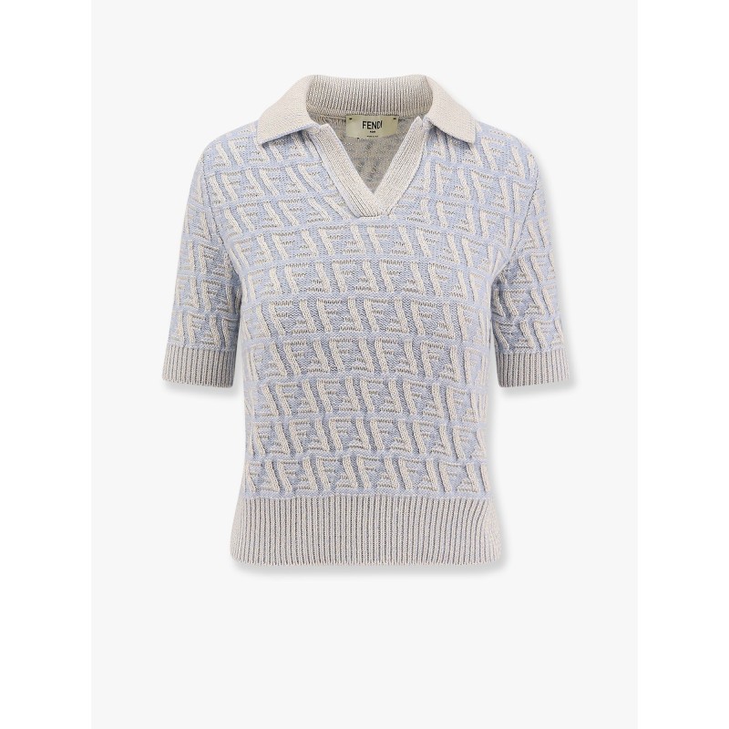 Ff cashmere and wool polo shirt