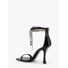 Black vintage leather sandals with crystals detail