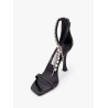 Black vintage leather sandals with crystals detail