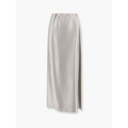 Silk long skirt with deep slit