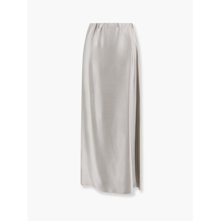 Silk long skirt with deep slit