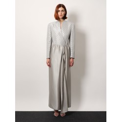 Silk long skirt with deep slit