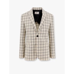 Virgin wool blazer with madras motif