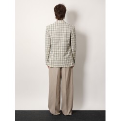 Virgin wool blazer with madras motif