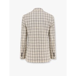 Virgin wool blazer with madras motif