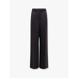 Tuxedo trouser with belt and enamelled detail