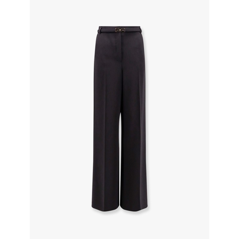 Tuxedo trouser with belt and enamelled detail