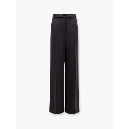 Tuxedo trouser with belt and enamelled detail