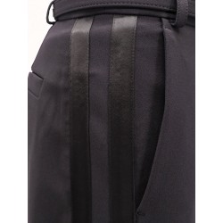 Tuxedo trouser with belt and enamelled detail