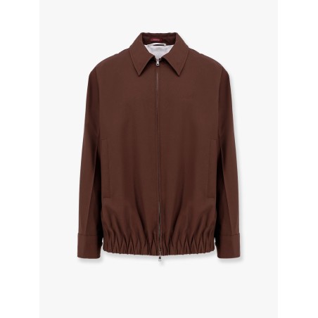 Wool jacket with pointed collar