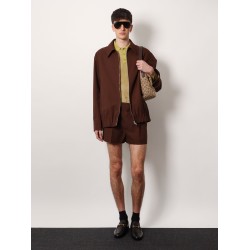 Wool jacket with pointed collar