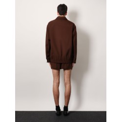 Wool jacket with pointed collar