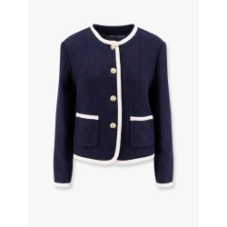 Cotton blend blazer with bouclé effect