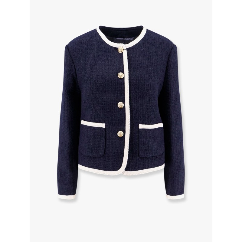 Cotton blend blazer with bouclé effect