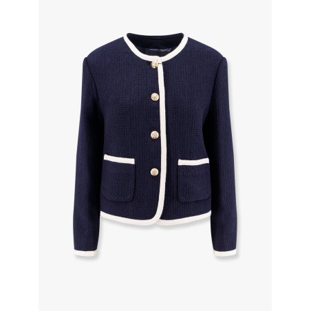 Cotton blend blazer with bouclé effect
