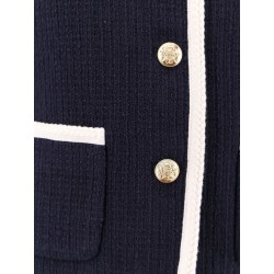 Cotton blend blazer with bouclé effect