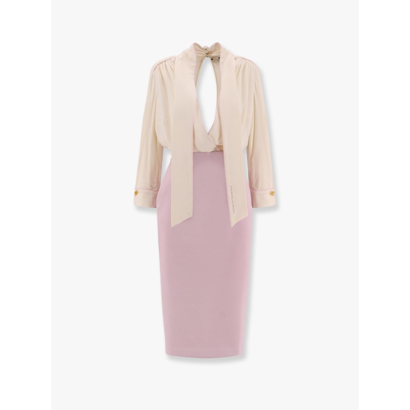 Viscose blend midi dress with detachable skirt