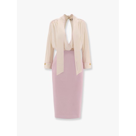 Viscose blend midi dress with detachable skirt