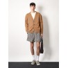Cashmere cardigan with intrecciato iconic motif leather  details