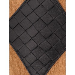 Cashmere cardigan with intrecciato iconic motif leather  details