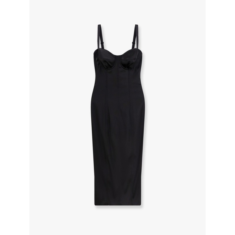 Satin dress with bustier detail