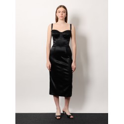 Satin dress with bustier detail