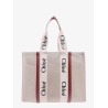 Linen shoulder bag with logo print. this bag is made with lower environmental impact material