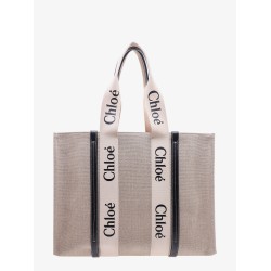 Linen shoulder bag with logo print. this bag is made with lower environmental impact material