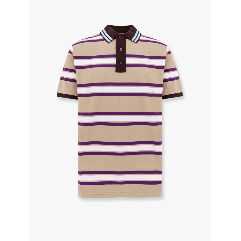 Striped cotton polo shirt
