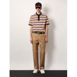 Striped cotton polo shirt