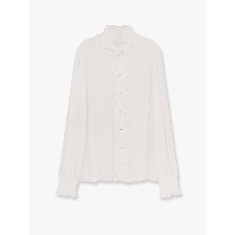Silk shirt with rouches detail