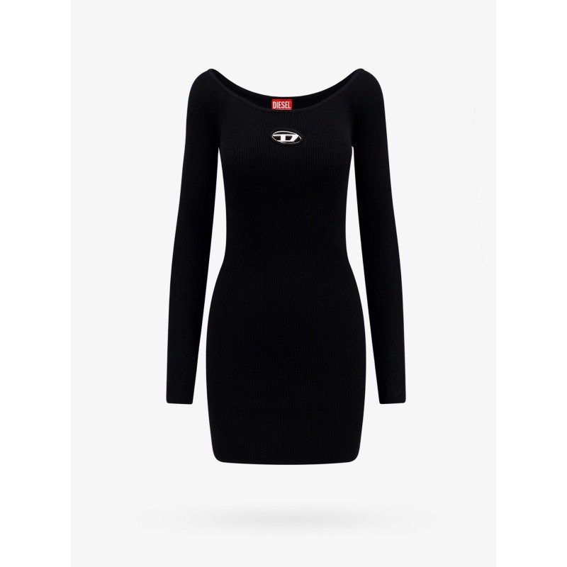 Viscose blend dress with metal oval-d logo