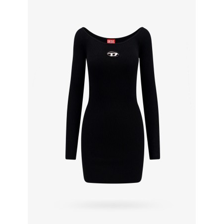 Viscose blend dress with metal oval-d logo