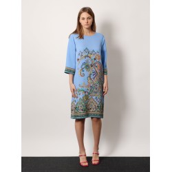Stretch viscose dress with iconic print