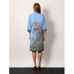 Stretch viscose dress with iconic print