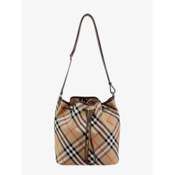 Canvas bucket bag with check motif