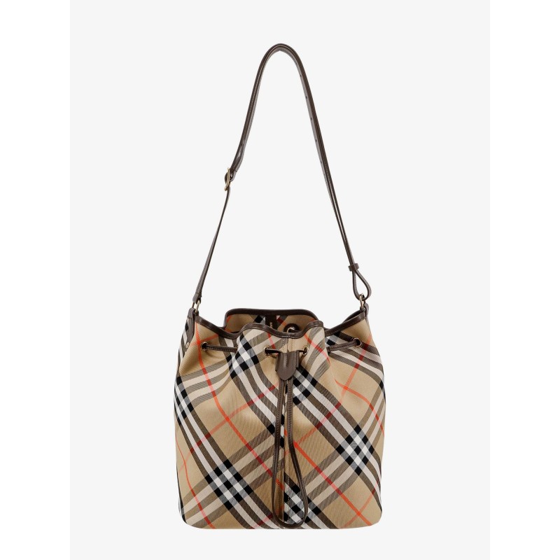 Canvas bucket bag with check motif