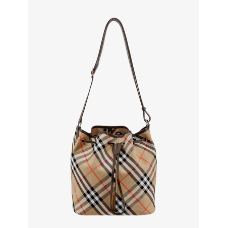 Canvas bucket bag with check motif