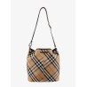 Canvas bucket bag with check motif