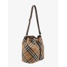 Canvas bucket bag with check motif