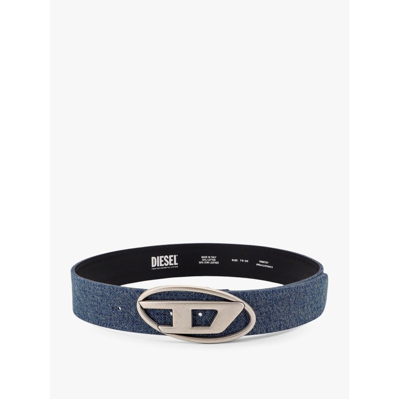 Denim belt with logo