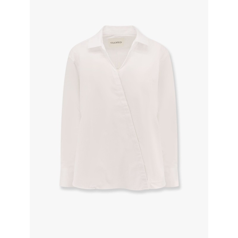 Cotton shirt with asymmetric closure