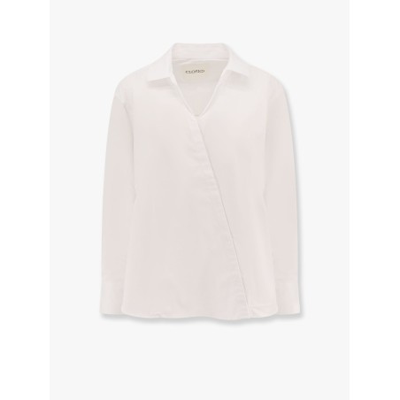 Cotton shirt with asymmetric closure