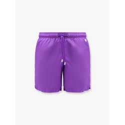Lighting Pantone nylon swim trunks with logo patch