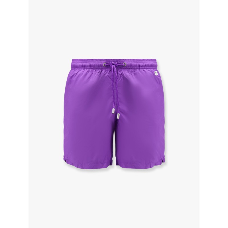 Lighting Pantone nylon swim trunks with logo patch