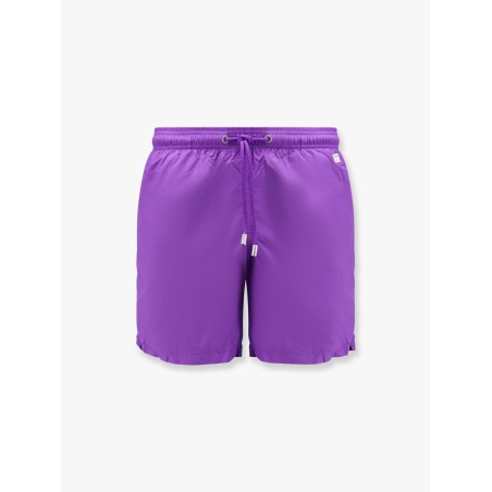 Lighting Pantone nylon swim trunks with logo patch