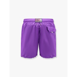 Lighting Pantone nylon swim trunks with logo patch