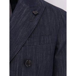 Roma denim blazer with removable iconic brooch