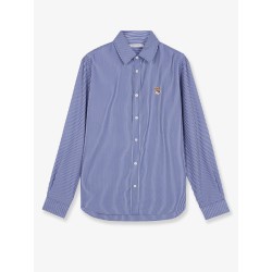 Striped cotton shirt with iconic logo patch