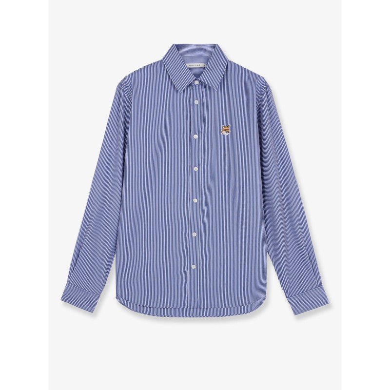 Striped cotton shirt with iconic logo patch